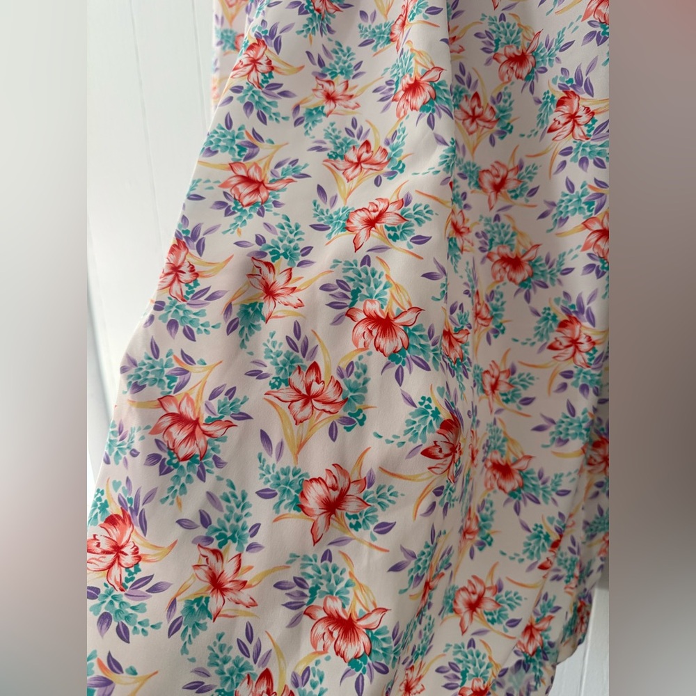 Vintage Wyndham ILGWU Pastel Midi Skirt Cottagecore Spring Tropical USA Union 12 - Picture 2 of 8